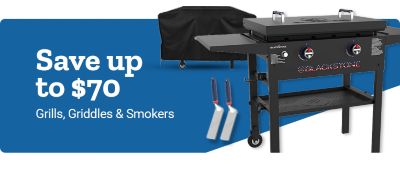 Promotional banner for Blackstone Patriotic Griddle Kit. Offer text: Only $399.99. Additional text: Save up to $70 on Grills, Griddles, & Smokers.