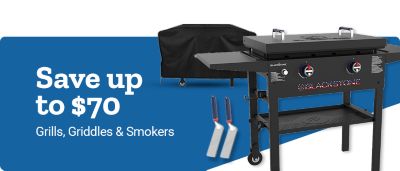 Promotional banner for Blackstone Patriotic Griddle Kit. Offer text: Only $399.99. Additional text: Save up to $70 on Grills, Griddles, & Smokers.