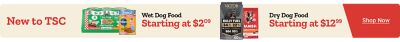 New to TSC. Wet dog food starting at $1.99 and dry dog food starting at $12.99. Shop new dog food brands and formulas available at Tractor Supply.