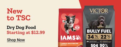 New to TSC. Wet dog food starting at $1.99 and dry dog food starting at $12.99. Shop new dog food brands and formulas available at Tractor Supply.
