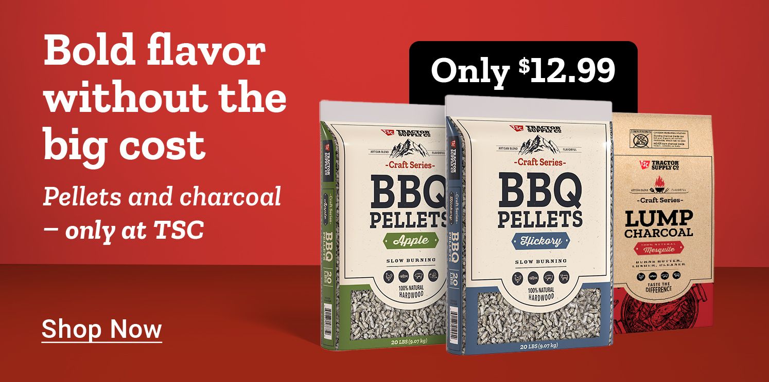 Bold flavor without the big cost. Pellets and charcoal only at TSC. Shop Now