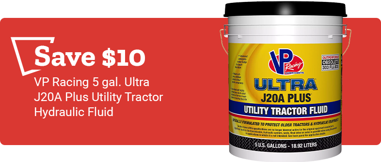 Save $10 VP Racing 5 gallon Ultra J20A Plus Utility Tractor Hydraulic Fluid.