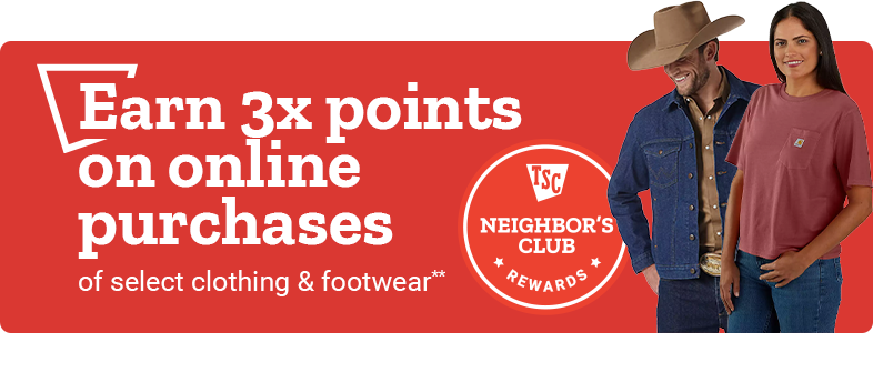 TSC Neighbor's Club, Earn 3x points on online purchases of select clothing and footwear**..