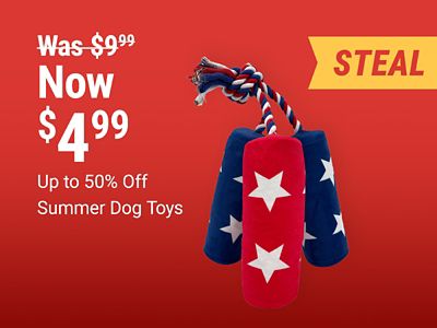 Steal: Summer dog toys now $4.99, reduced from $9.99, with savings of up to 50% off. Includes rope and plush dog toys.