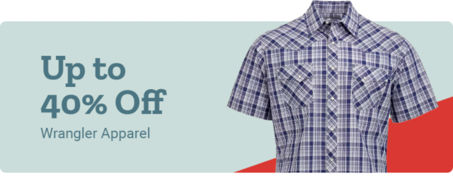 Up to 40% Off Wrangler Apparel.