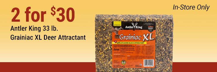 Antler King 33 lb. Grainiac XL Deer Attractant, 2 for 30, in store only.