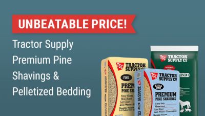 Unbeatable price on Tractor Supply Premium Pine Shavings and Pelletized Bedding, featuring fine and extra-fine pine shavings and pelletized bedding.