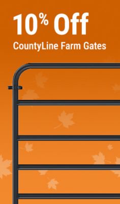 Save 10% on CountyLine farm gates for livestock, fencing, and agricultural use.