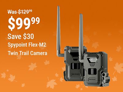 Save $30 on the Spypoint Flex-M2 Twin Trail Camera, now $99.99, reduced from $129.99.