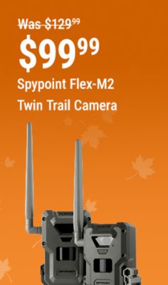 Save $30 on the Spypoint Flex-M2 Twin Trail Camera, now $99.99, reduced from $129.99.