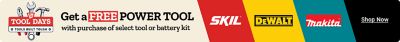 Tractor Supply Company Tool Days promotion. Get a free power tool with purchase of a select tool or battery kit. Featured brands include SKIL, DeWALT, and Makita. Shop Now.