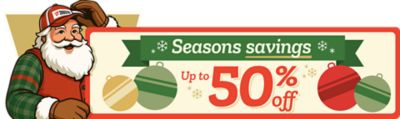 Tractor Supply Co. Black Friday promotional banner showing text Black Friday Deals are here Early on a red background with green sides. Image features two plaid shirts on the left and a Cannon safe on the right, with decorative spark icons around the text.