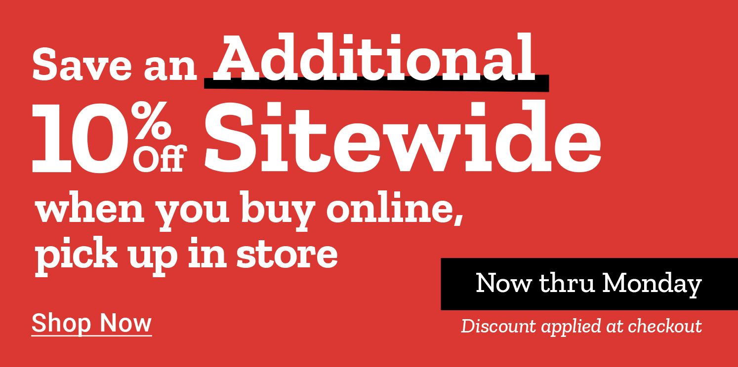 Tractor Supply Company promotion. Save an additional 10 percent off sitewide when you buy online and pick up in store. Offer valid now thru Monday. Discount applied at checkout. Shop Now.