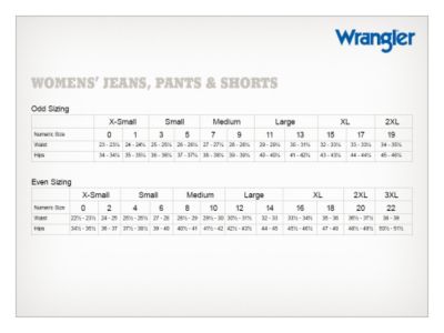 wrangler jeans size